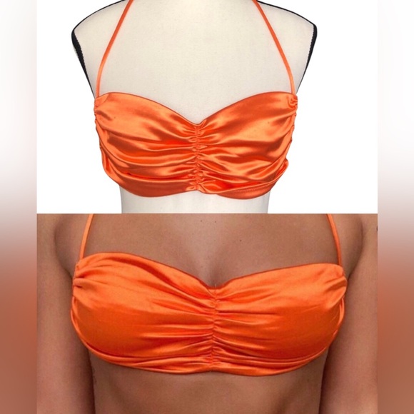 ☀️⛵️THATSSOFETCH ALANNAH CROP TOPS SATIN ORANGE🏖️🐠 - Picture 7 of 11